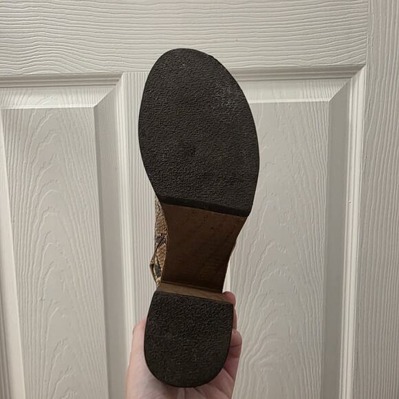 Free People Tan Snakeskin Leather Wooden Boho Avant Garde Belem Clogs Size 8.5 - Picture 8 of 12